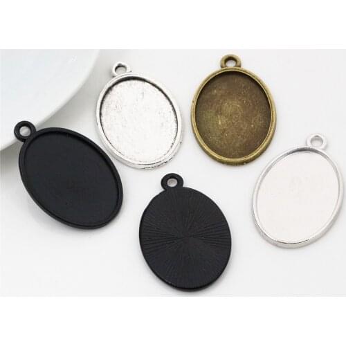 10pcs/Lot 18x25mm Inner Size 4 Colors Plated One Sided Single Hanging Simple Style Cameo Base Setting Charms Pendant Tray