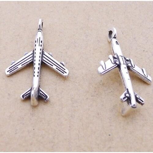 10pcs Silver Airplane Charm Jewelry Making DIY Handmade Craft 24x15mm
