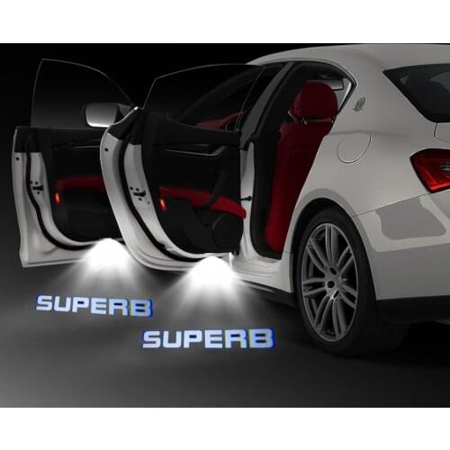 2pcs For Skoda Superb 2009-2018 Superb Emblem Logo Projector Lamp Superb Courtesy Light Welcome Light LED Car Door Warning Light