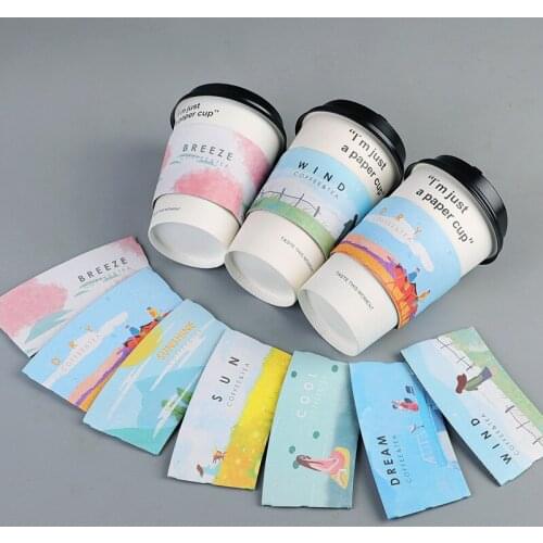 50pcs Net red disposable coffee cup 14oz/16oz 400ml 500ml white paper cups birthday packaging tea juice hot drinks cup and lid