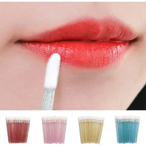 Beauty Mascara Cleaner Wands New Crystal Handle Makeup Tool 50Pcs Lip Brush Lipstick Applicator Disposable