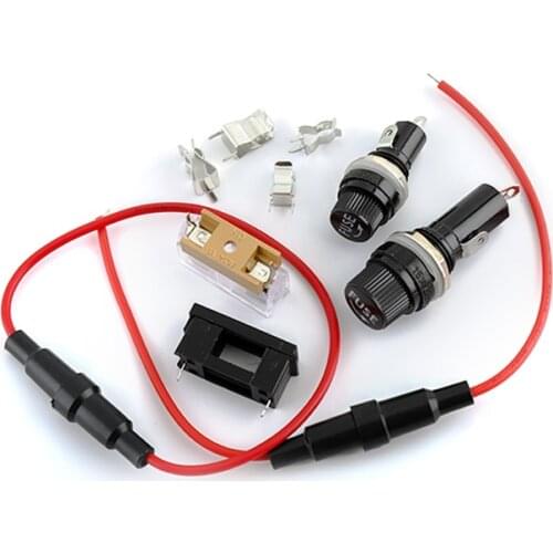 5X20mm 6*30mm Glass Fuse Holder Screw Type with Wire Cable Glass Fuse Tube Fuse Casing Case Mount Base