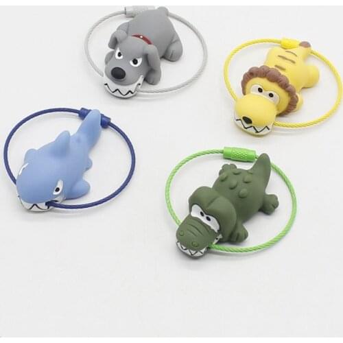 Cartoon Cute animal Resin Doll Puppy Wire Keychain Crocodile Lion Car Keychain Bag Pendant Men And Women Couple Gift Jewelry