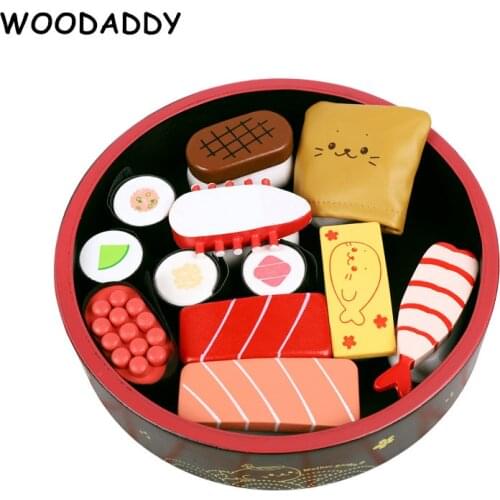 Baby Toys Pink Strawberry Simulation Cutting Set Sushi Fruit Box Wooden Toys For Kids kindergarten Educational Play House Food