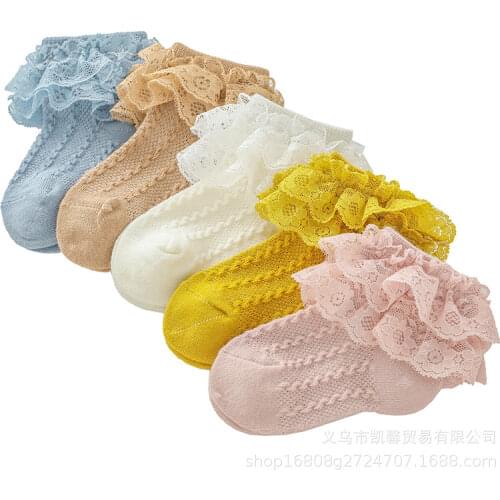1 Pieces Lytwtws Cotton Spring Autumn Children Lace Flower Solid Kids Baby Girls Kids Dance Floral Ballet Gift Anti Slip Socks