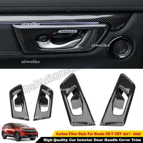 FOR HONDA CR-V CRV 2017 2018 2019 2020 2021 4pcs Carbon Fiber ABS Auto Inner Door Handle Cover Trim