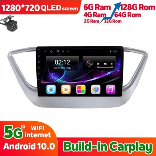 For Hyundai Accent GPS NAVIGATION Verna Android 10 Multimedia Player 2017 Solaris Autoradio Bluetooth Stereo 6GB Ram 128GB Rom