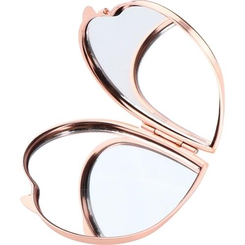 Heart Shaped Double Sided Compact Mirror Small Handheld Makeup Mirror for Pocket Purse or Travel Women Girl Mirror