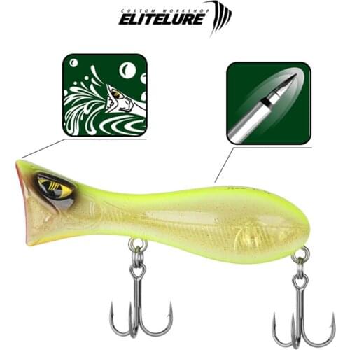 Elitelure Manyu 75mm 12.5g TopWater Popper Fishing Lure Baits Wobblers Top Water Surface Artificial Bait For Bass Trout Baits