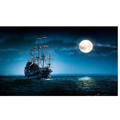Custom photo wallpaper 3d wall murals wallpaper sailboat moonlight beauty scenery background wall papers home decoration