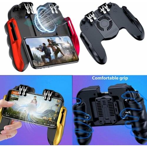 Six Finger For PUBG Game Controller Gamepad Trigger Shooting Free Fire Cooling Fan Gamepad Joystick For IOS Android Mobile Phone
