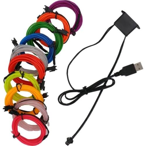 1M 2M 3M 4M 5M 10M Party Decor Flexible Neon Light Glow EL Wire Rope Tape Cable Strip LED Neon Light With USB Controller For Car