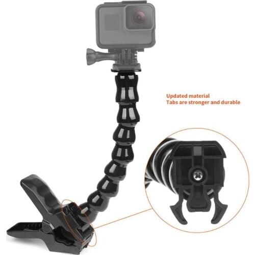 24cm Gooseneck Adjustment Jaws Flexible Clamp Mount for GoPro Hero 7 6 5 4 Session SJCAM SJ Xiaomi Yi 4K 4K Camera Tripod