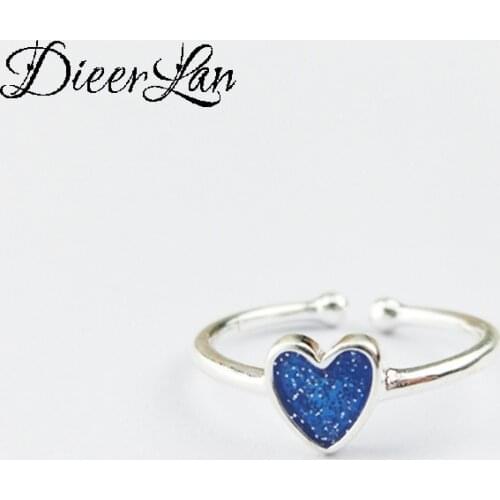 Hot Sale Charming Romantic Blue Heart Rings for Women Men Jewelry Adjustable Size Rings Christmas Gift Dropship 2021
