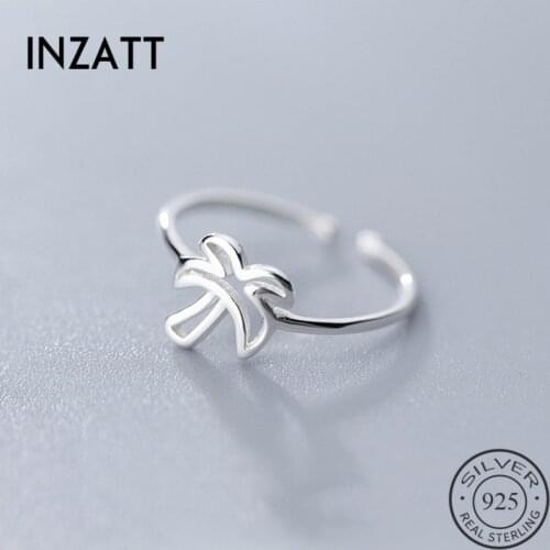 INZATT Real 925 Sterling Silver Minimalist Hollow Tree Opening Ring For Fashion Women Interesting Party Find Jewelry Trendy Gift