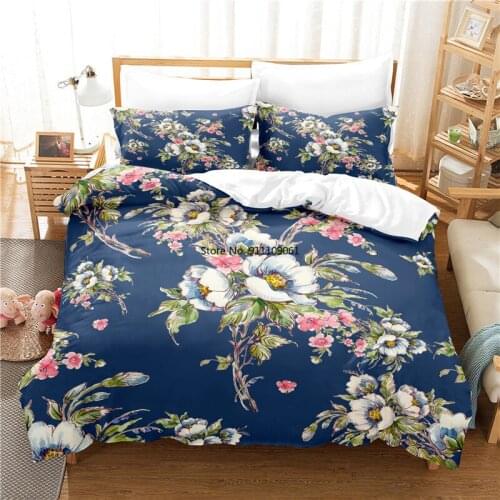 Blue Flower 3d Bedding Set Duvet Cover Set Luxury Bedding Digital Printing Bed Linen Queen Size Bedding Set Fashion Design