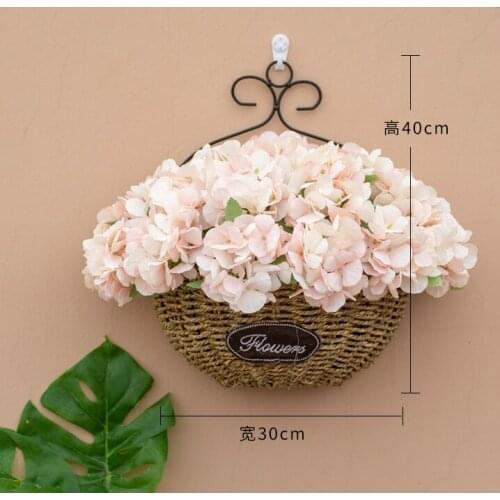 Creative Straw Wall Vase For Balcony Flower Arrangement Hanging Basket Woven Rattan Woven Small Dry Flowerpot Decoration Wall