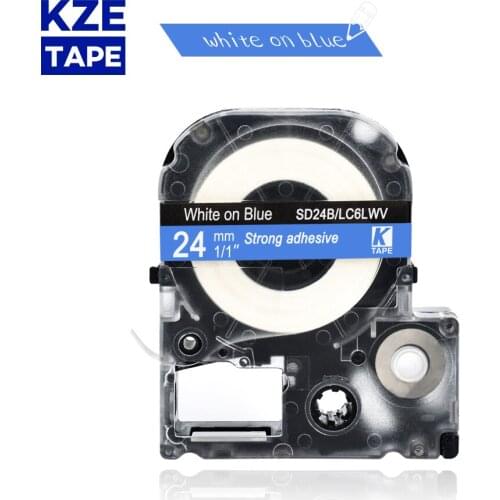 Epson label tape 24mm white on blue SD24B LC6LWV typewriter ribbon for KingJim label maker LW-300 LW400Epson label printer