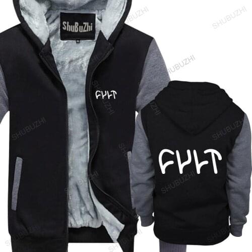 Man black zipper thick hoodies Vintage Style Cult Bmx Logo unisex Outwear men hoody fleece jacket male warm coat