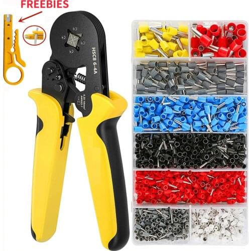 Ferrule Crimping Tool Kit - Sopoby Ferrule Crimper Plier AWG 28-7 (0.08-10mm²) w/ 1200pcs Wire Ferrules Crimp Wire Ends Terminal