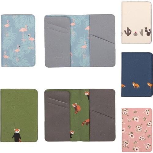 PU Leather Passport Cover Animals Flamingo Fashion Travel Accessories ID Bank Credit Card Bag Sets Holder Business Wallet Case