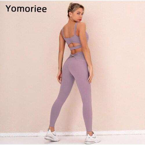 Solid Color Breathable Women Yoga Set Gym Sport Workout Running Training Fitness Bra Pants Suit Push-up High Waist Sportswear