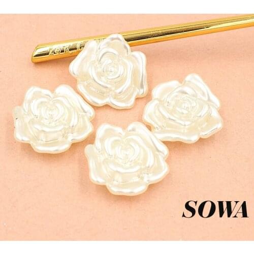 Wholesale Size 32mm Round Ivory Color ABS Resin Imitation Pearls Flower Effect 3D Maple Designed For DIY Making (5pcs/lot)