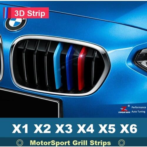 Front Grill Strips For BMW X1 X2 X3 X4 X5 X6 E84 F48 F39 F25 F26 G01 G02 E53 E70 E71 E72 F15 F16 M Motorsport Cover Stickers