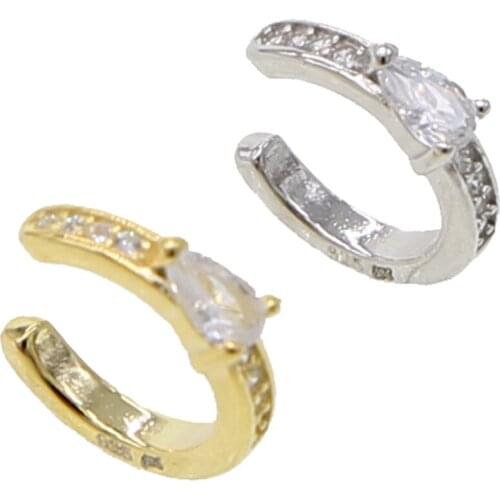 Dropshipping no piercing mini cuff earring in real 925 sterling silver 1 PIECE tear drop cz ear cuff clip earring for girl