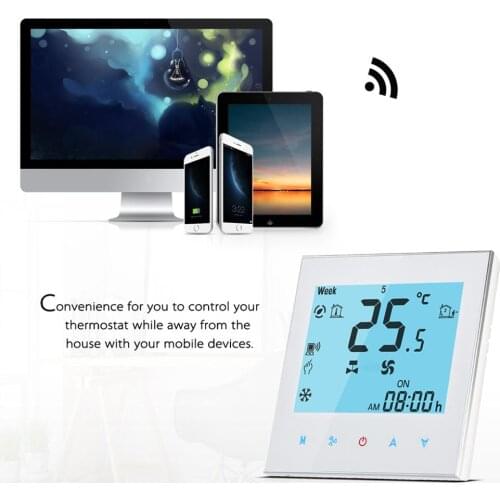 Wifi Thermostat 4 Pipes Three Winds Central Air Conditioner Room Controller LCD Programming Timing Voice Google Home Thermostat