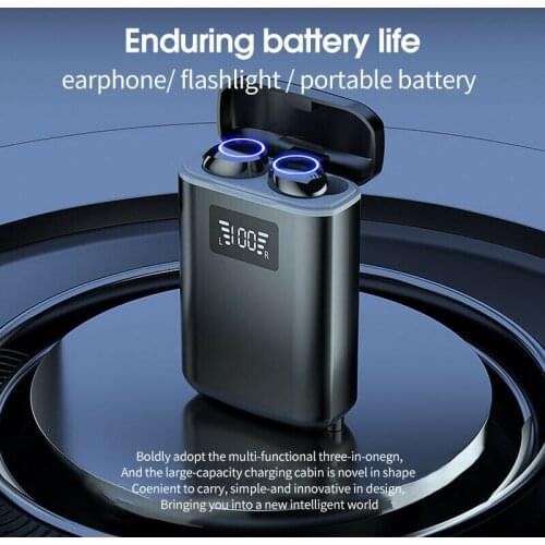 TWS M7 Earbuds Bluetooth 5.1 Headphones Wireless Headset Charging For Phone Earphones With Mic IPX7 Waterproof With flashlight