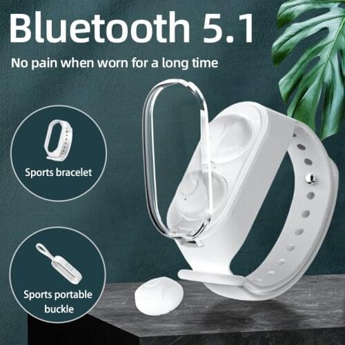 2 in 1 Smart Bracelet Wireless Bluetooth Headset Combo Music Wristband Earphone Mini Sport Waterproof earpiece With Microphone