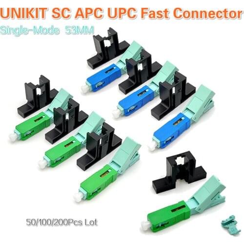 UNIKIT Cable Clip KG53 Quick Connnector SM SC APC UPC Fast Connector FTTH Cold Connector Fiber Optic 100/200 Pcs Lot