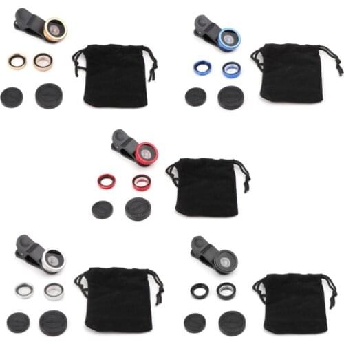 Universal 3 in1 Wide Angle Macro Fisheye Lens Camera Mobile Phone Lenses Fish Eye Lentes T5UC