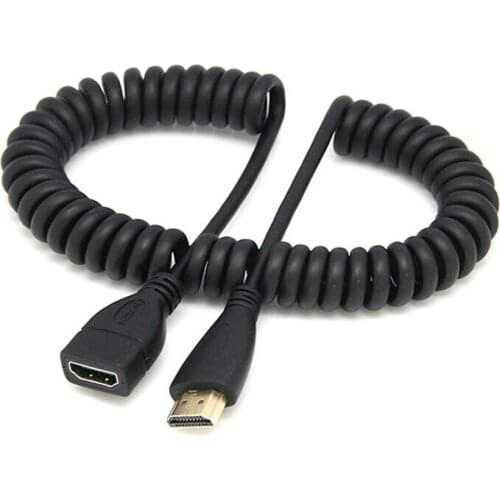 High Speed Retractable 1.4 Version HDMI with Ethernet Type A Male to Female Spiral Coiled Spring Curl AV Cable Shielding