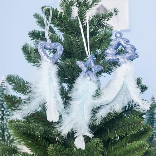 YOMDID 2020 New Christmas decorations Christmas tree pendants pentagram tree shape foam feather pendant for new year home decor