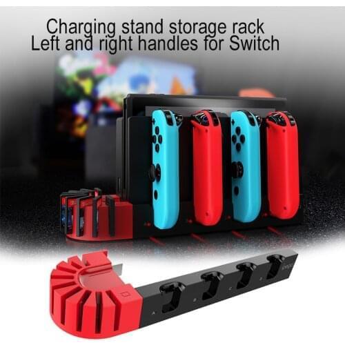 Charging Dock Storage Rack Chargeable for Switch Left and Right Handles with Led Indicator Game Card Storage