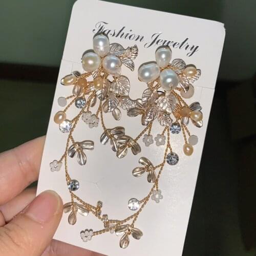 Wedding Handmade Natural Fresh Water Pearls Drop Earrings For Women Party Flower Drop Earrings Luxury Fine Jewelry RE3229