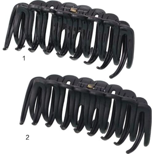 2*12cm Women Large Thick Jumbo Hair Clip Scrub Black Claw Ponytail Holder Clamp Geometric Simple Bath Shower Spring Banana Clip