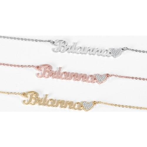 Love Diamond Stainless Steel Choker Custom Name Necklace For Women Personalized Customized Nameplate Girlfriend Birthday Gift