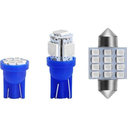13 Pcs/set Car Interior LED Light Bulbs 12V Blue Atmosphere Lamp Ceiling License Plate Lamps Car-Styling Dome Decoration Lights