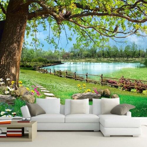 Custom 3D Wall Murals Wallpaper Golden Big Tree Elk Decor Painting Modern Creative Study Living Room Sofa Bedroom HD Photo Mural