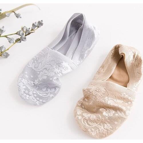 5 Pair/Lot Fashion Lady Lace Thin Socks Spring Summer Flower Short Sock Girls Antiskid Invisible Ankle Socks