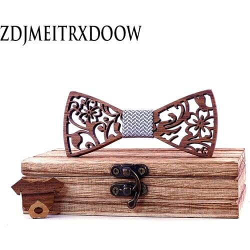 Apparel Accessories Men Boys Tie Wooden Bow Tie Kids Bowties Butterfly Cravat Wood Graduation Ties bowknot With Dog Brooch