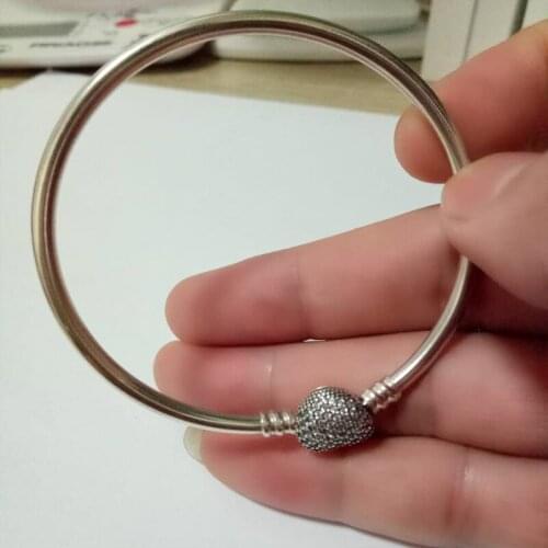 Authentic 100% Snake Chain Charm Bangle Fit European Original Bracelets Jewelry Women Gift