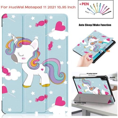Tablet Coque for Funda Huawei Matepad 11 Case 2021 10.95 Folding PU Leather Smart Cover for Huawei Matepad Case MatePad 11 Cover
