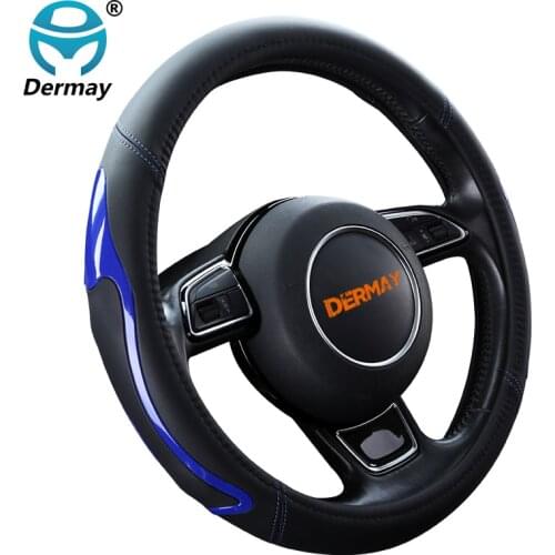 DERMAY Fashion PVC Car Steering Wheel Cover M Size Universal Anti-slip Fit Outer Diam Of Wheel 37-38cm Interior Accessories
