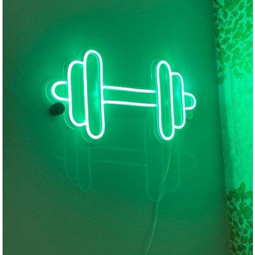 Dumbbell Neon Sign Gym Neon Light Wall Art Decor Barbell Neon Sign Fitness Neon Sign Led Neon Sign Cool Gifts Gym Room Decor