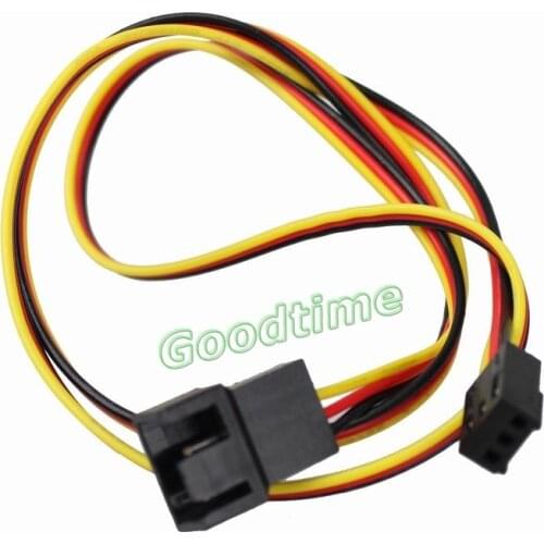 Gdstime 20pcs/lot Black 60cm 1.97ft Connector 3 Pin Male to 3 Pin Female Power Extension Cable For PC Computer Cooling Fan