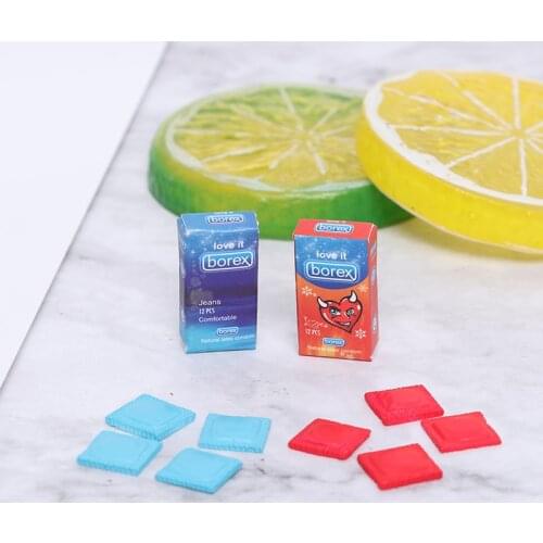 2PCS Mini Cute 1/6 Dollhouse Miniautre Condom for Doll House Decor Accessories Toy